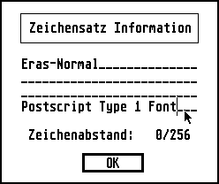 [Screen-shot: Font information dialog]