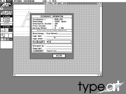 [Screen-shot: Typeart font properties]