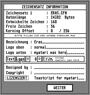 [Screen-shot: Close-up of Typeart font properties dialog]
