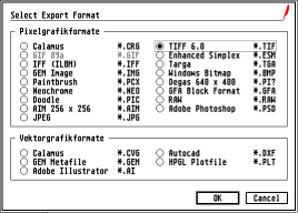 [Screen-shot: Graphic export dialog]
