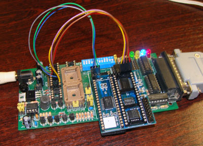 SimpleStereo board being programmed